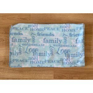 Cannon Light Blue Throw Blanket 62" X 52" Christmas Theme Fleece